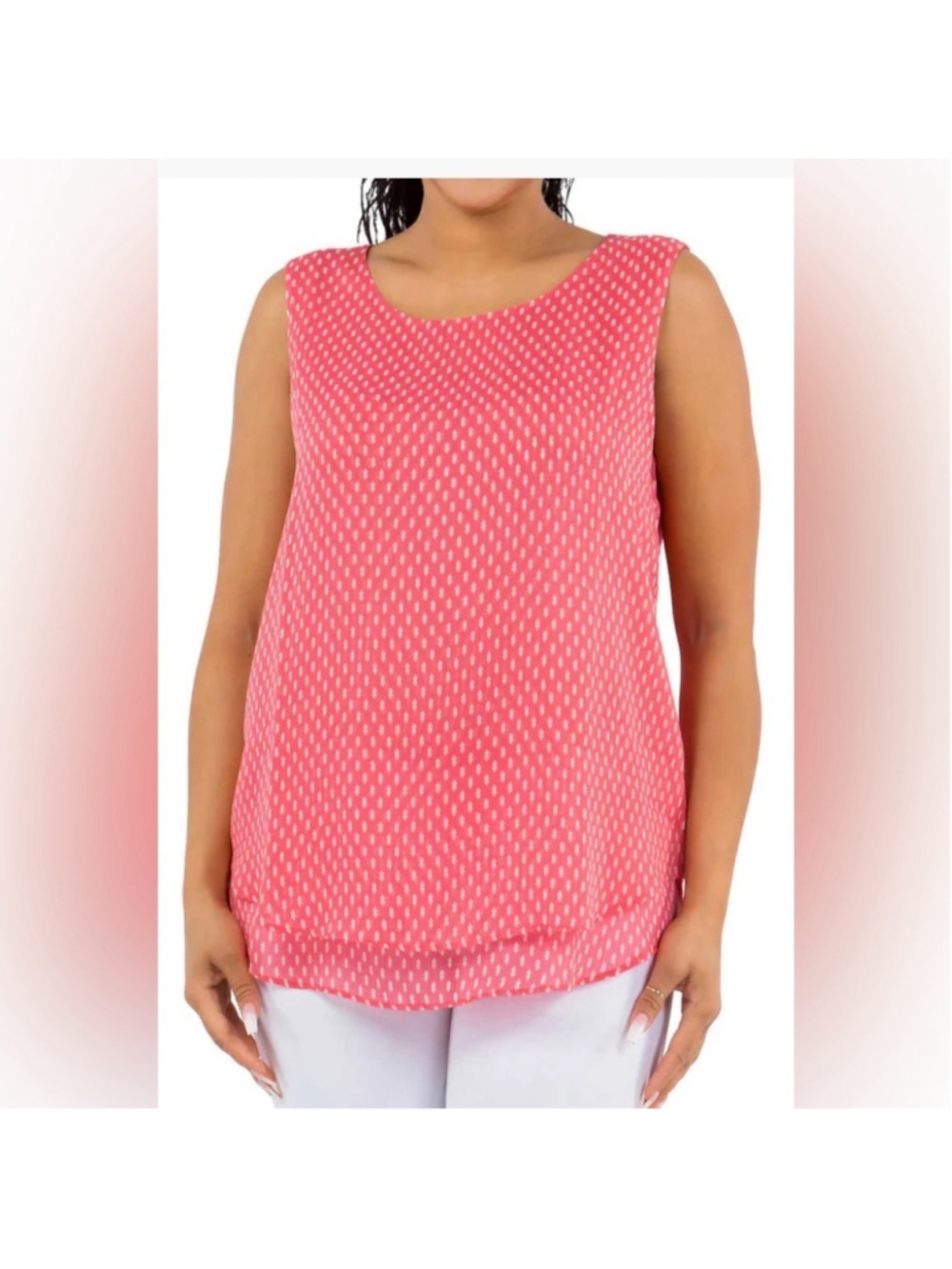 CRISTINA B sheer coral patterned sleeveless camisole blouse size XXL